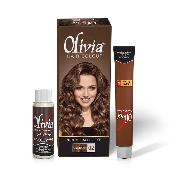 Olivia Hair Colour, Non-Metallic Dye, 02 Dark Brown